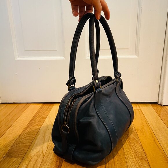 Vintage Coach 80’s Made in the USA Soft Navy Leather Satchel Doctor Bag - Picture 7 of 16